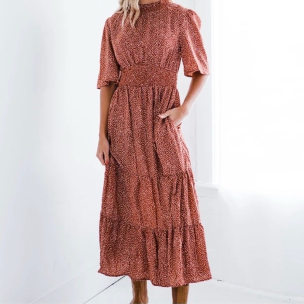 Orange Creek High Neck Midi Dress